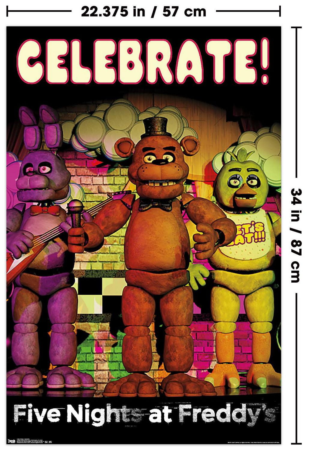 Five Nights at Freddy's - Celebrate Wall Poster, 22.375" x 34"