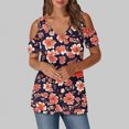 thumbnail image 1 of Soki Women's Off Shoulder Tee Clearance Blouses Short Sleeved V-Neck Fashionable Tops, 1 of 6