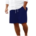 thumbnail image 1 of Plebaso Mens Shorts Summer Beach Shorts with Drawstring Solid Color Lightweight Vacation Pocket Shorts, 1 of 6
