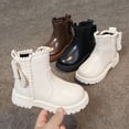 thumbnail image 3 of LNGOOR Trendy Cute Solid Color Bowknot Decor Boots With Zipper For Girls  Non-slip Wear-resistant Boots For Spring Autumn Winter, 3 of 6