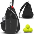 thumbnail image 1 of Tennis Racket Bag | Adjustable Shoulder Strap | Large Capacity Backpack | Multifunctional Sports Bag for Tennis Badminton Pickleball | 13" x 5.5" x 19.3" | White Pink Black, 1 of 9