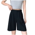 thumbnail image 2 of Timegard Formal Shorts for Women Ruched Wide Leg High Waisted Business Casual Knee Length Shorts with Pockets, 2 of 3