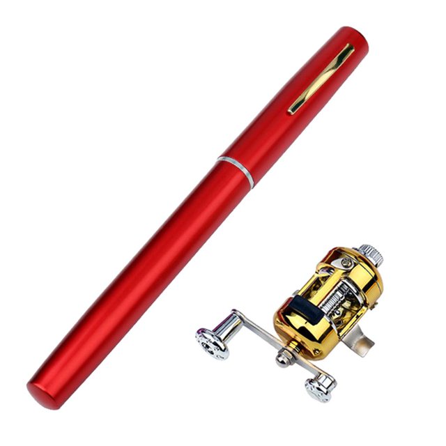 jinwen 5-section Mini Folding ing Rod Reel Combo Set Pocket Collapsible ing Red