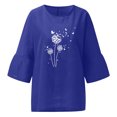 thumbnail image 4 of T-shirts Chemises pour Femmes Été Sexy Imprimé Régulier Bouton Col Rond Manches Courtes Femmes Manches Courtes Haut Manches Longues Chemises d'Été pour Femmes en Solde, 4 of 5