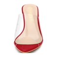 thumbnail image 2 of BLISSFUL STEP Mules à Talon Bloc Haut à Bout Pointu Transparent pour Femmes, Sandales à Enfiler Rouges 7, 2 of 8