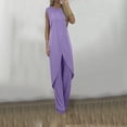 thumbnail image 2 of Ensemble en Lin pour Femmes, Mode d'Été, Décontracté, Ample, Col Rond, Sans Manches, Uni, Jambes Larges, 2 of 6