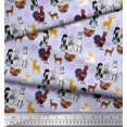 thumbnail image 2 of Soimoi Polyester Crepe Fabric Reindeer,Hen & Cock Bird Print Fabric by The Yard 52 Inch Wide, 2 of 3