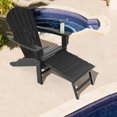 thumbnail image 1 of Gymax Chaise Adirondack de Patio en HDPE Chaise Longue d'Extérieur avec Ottoman Rétractable Noir, 1 of 7