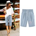 thumbnail image 2 of Plebaso Womens Casual Shorts Knee Length Rull up Printed Shorts Straight Summer Short Pants with Pockets, 2 of 3