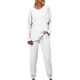 thumbnail image 1 of Innerwin Loungwear Elastic Waist Ladies Nightwear Sleep Drawstring With Pockets Sleepwear White M, 1 of 6