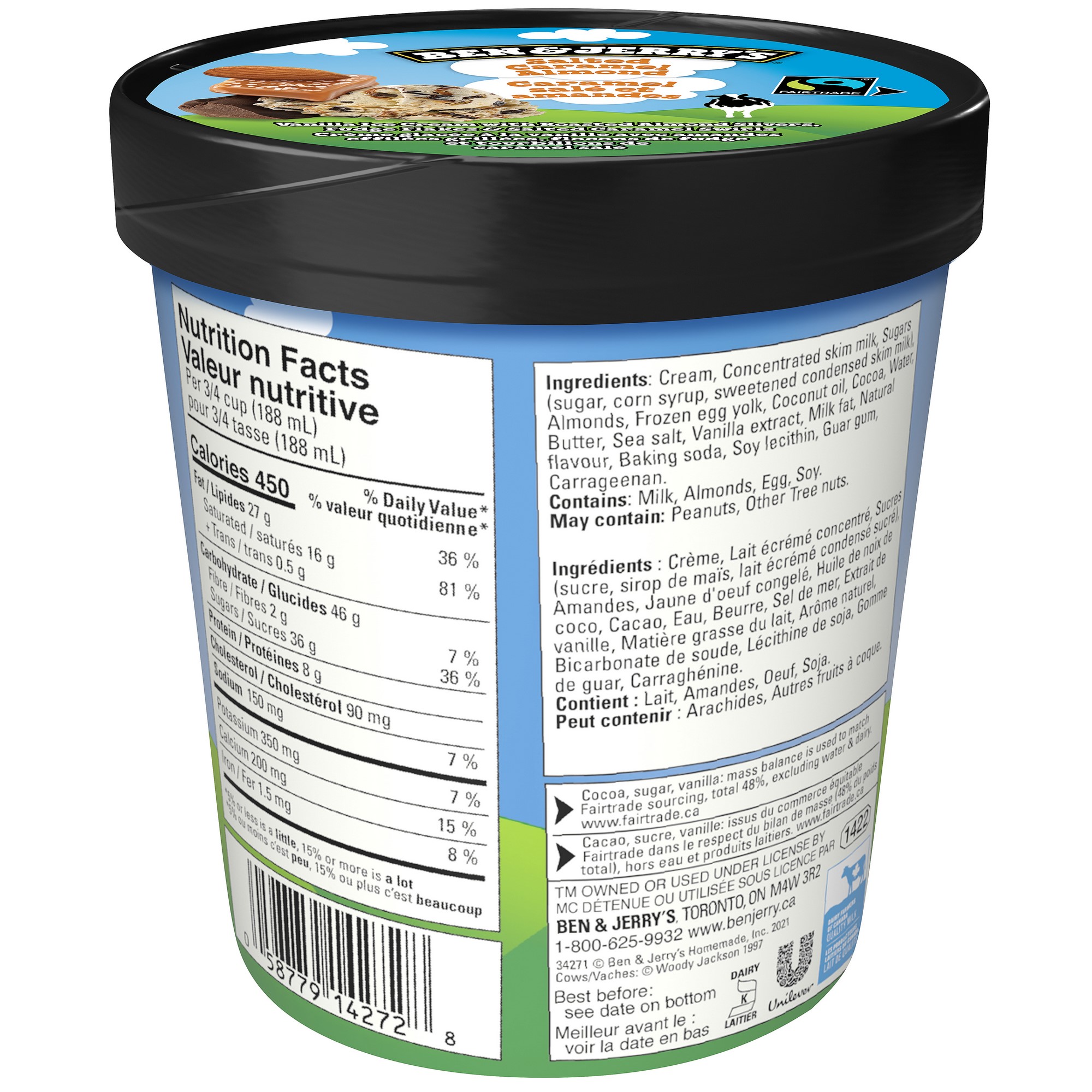 Ben & Jerry's Crème Glacée Caramel Salé et Amandes 473 ml