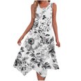 thumbnail image 2 of Ovzne Robes d'Été pour Femmes Robe Robes pour Femmes Sans Manches Col Rond à Cordon Décontractée à Volants Ligne A Mini-Robe Robe de Printemps Liquidation, 2 of 7