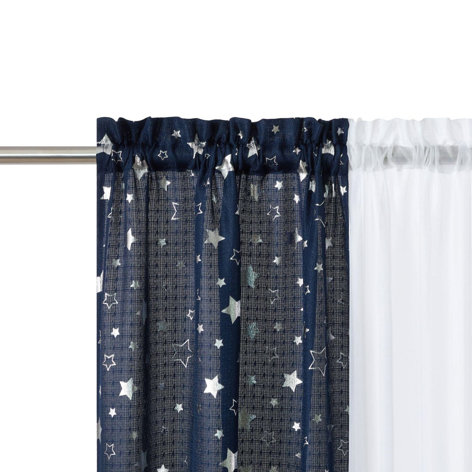 Your Zone 4 Piece Window Curtains Panel Set, 27.5" x 84" for Kids, Gray Camo