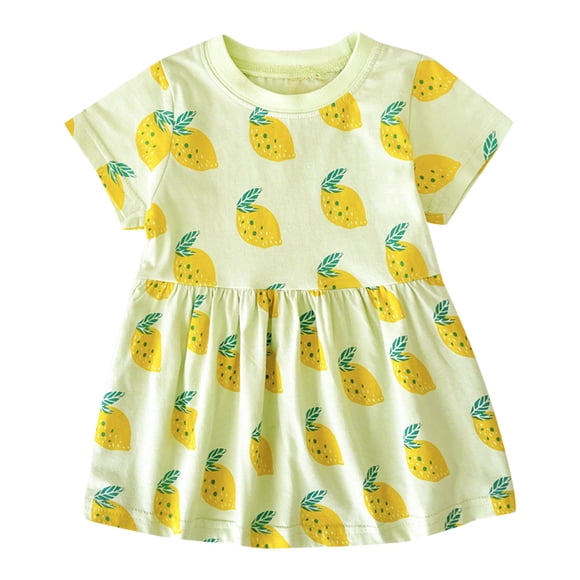TJAZFJPA Girls Summer Dress Toddler Girls Short Sleeve Fruits Prints Princess Dress Dance Party Dresses Clothes Red Dress for Girls