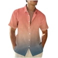 thumbnail image 1 of Chemises pour Hommes, Mode Décontractée Col Rabattu Imprimé Dégradé Manches Courtes Chemise Boutonnée Hauts Blouse, 1 of 4