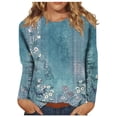 thumbnail image 1 of SNKSDGM Hauts à Manches Longues pour Femmes Décontractés Légers Hauts d'Entraînement à Manches Longues pour Femmes Grande Taille Mode Décontractée pour Femmes T-Shirt à Col Rond Imprimé à Manches Longues TTG, 1 of 5
