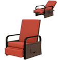 thumbnail image 1 of Outsunny Wicker Outdoor Recliner Chair, Lounge Chair with Side Tray, Red, 1 of 10