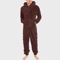 thumbnail image 2 of UAMVSH Mens Fuzzy Fleece Hooded Jumpsuits Warm Plus Size Long Sleeve Zipper Plush Pajama Onesies with Pockets Winter One-Piece Rompers(X-LargeBrown), 2 of 7