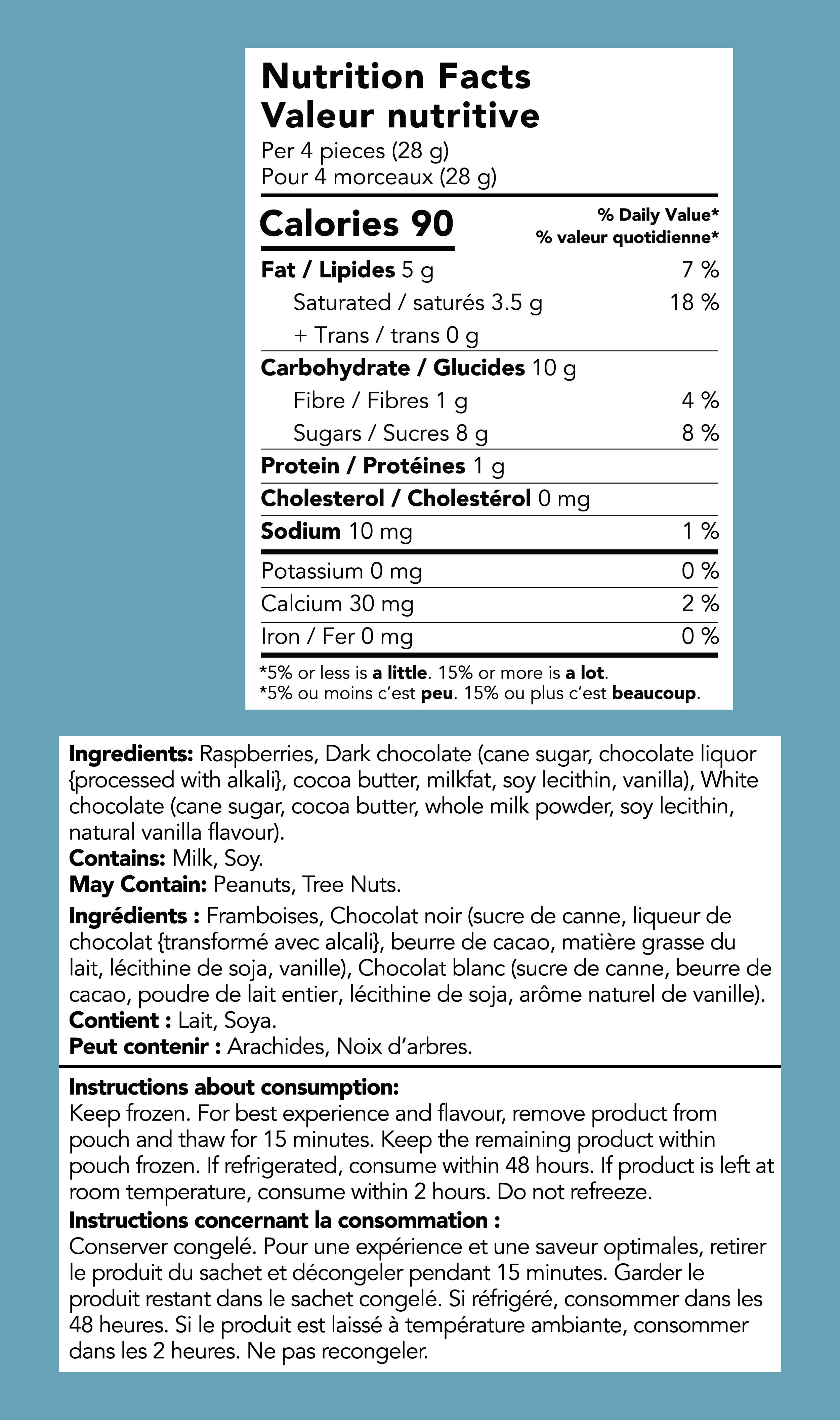 TruFru Frozen Raspberries in White & Dark Chocolate, 170g