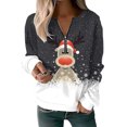 thumbnail image 1 of Innerwin Pull de Noël pour Femmes, Col en V, Décontracté, Noir S, 1 of 2
