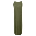 thumbnail image 5 of Pisexur Robe d'Été pour Femme Ample Unie en Coton et Lin Robe Chemise Sans Manches à Col Licou à Volants Superposés Décontractée Bohème Fluide Robe Maxi, 5 of 5