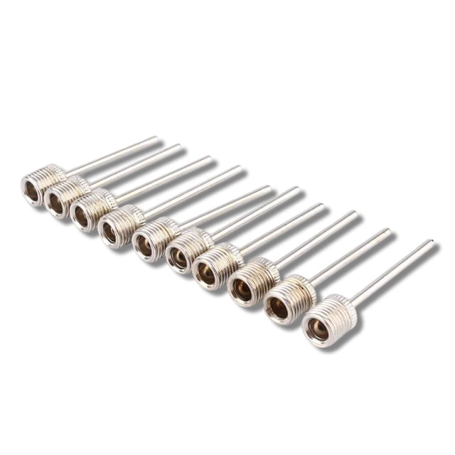 Pack of 10 Ball Inflating Needles Inflation Volleyball Set Football Inflatable Pump Pin Stainless Steel Gym Bike Air Valve Nozzle Replacement