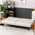 thumbnail image 3 of Costway Divan-Lit Futon en Cuir PU Convertible Canapé Pliant Lit de Repos Blanc, 3 of 10