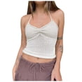 thumbnail image 1 of Mrat Débardeurs de Course pour Femmes Mode Décontractée Printemps Été Doux Couleur Unie Camisoles à Col Rond Débardeurs de Compression pour Femmes P-13 Blanc G, 1 of 8