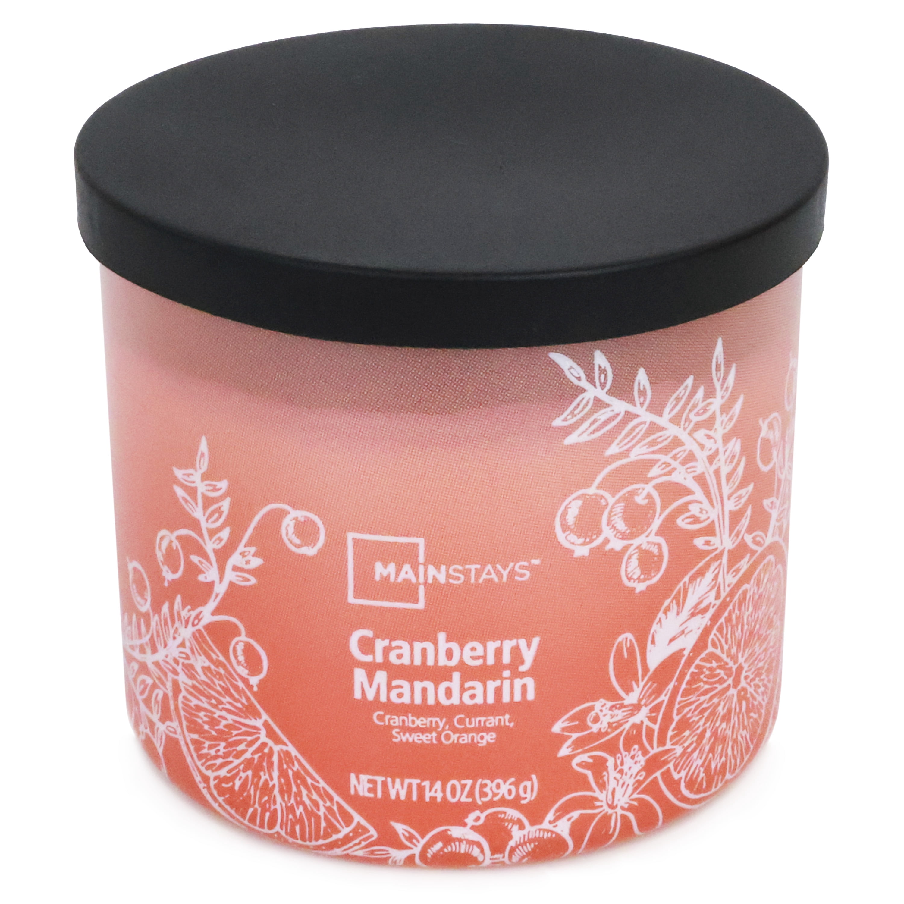 Bougie parfumée Mainstays à 3 mèches, enveloppée texturée Canneberge mandarine, 14 oz