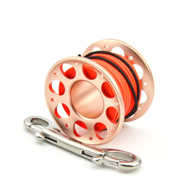 yingyy Keep Diving FXL-952 Aluminium Spool Reel Colorful Polyester Rope Hanging Rotary Reels Freediving Underwater Accessories Beige Pink 15m