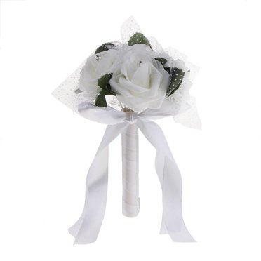 veasfak Bridal Wedding Bouquet Artificial Bridal Bride Bouquets Wedding Supplies White