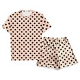 thumbnail image 1 of Girls Printed Short Sleeve Pajama Set with Button Front and Comfy Shorts for Playful Bedtime Comfort, 1 of 2