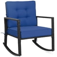 thumbnail image 2 of Costway Patio Rattan Rocker Chair Outdoor Glider Rocking Chair Cushion Lawn Navy, 2 of 9