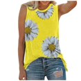 thumbnail image 1 of Débardeur pour Femmes Hauts d'Été Col Rond Imprimé Marguerites Sans Manches T-Shirts Débardeur Blouse Graphique, 1 of 6