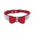 thumbnail image 1 of Pet Dog Leather Rhinestones Bow Knot Collar Crystals Bling Diamonds for Small Medium Large Dogs, 1 of 10
