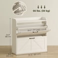 thumbnail image 3 of HOMCOM Armoire à Chaussures Étroite Armoire de Rangement pour Chaussures à 2 Tiroirs Basculants, Chêne Blanc, 3 of 10