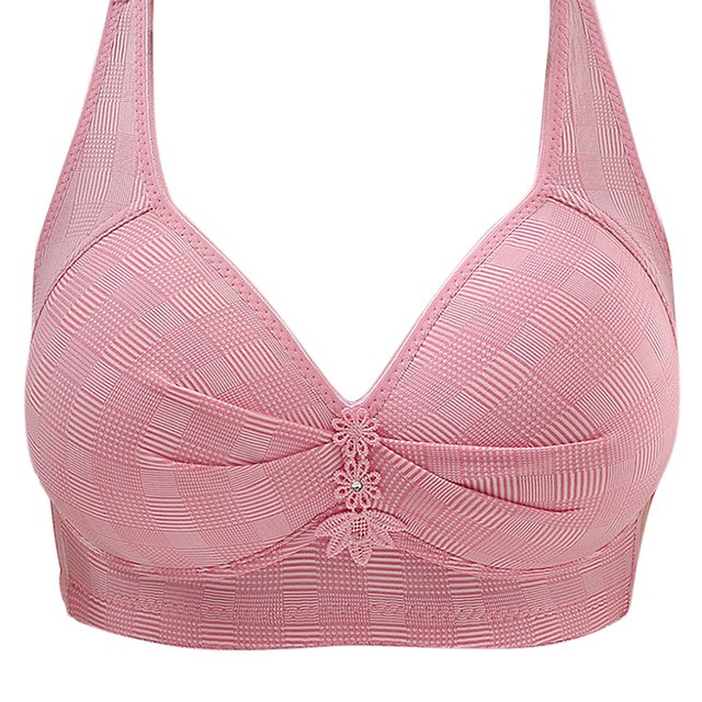Birdeem Womens Non Steel Ring Style Printed Gathered Middle Button Breathable Underwear Daily Bra
