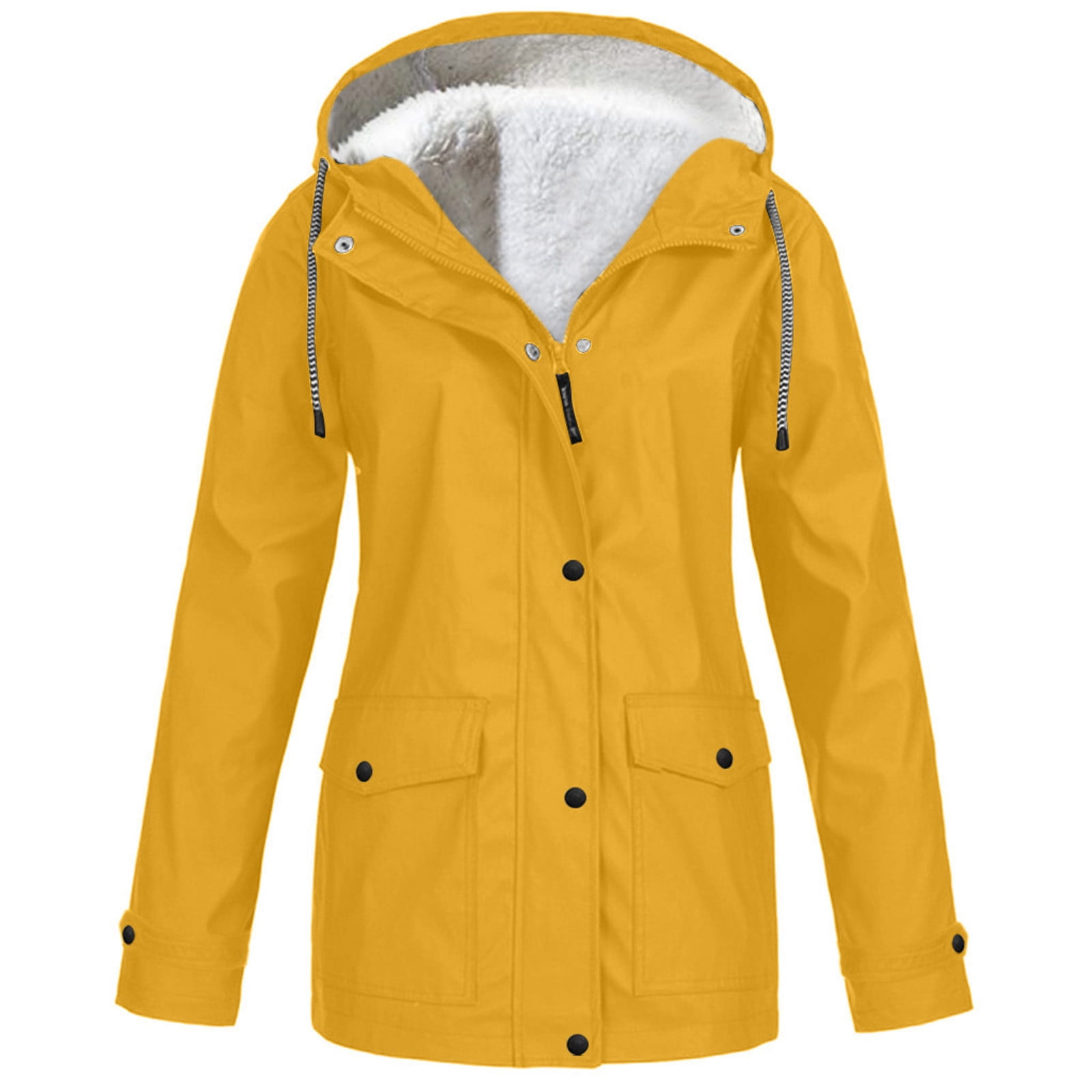 fartey Women’s Solid Rain Jacket Outdoor Jackets Waterproof Hooded Raincoat Windproof