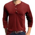 thumbnail image 2 of CEHVOM Men Long-Sleeve Beefy Muscle Basic Solid Pure Color Blouse Tee Shirt Top, 2 of 4