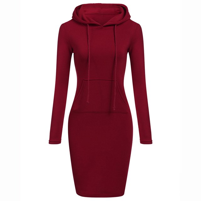 Yuyuzo Robe Décontractée d'Automne pour Femmes à Manches Longues avec Capuche et Poche