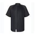 thumbnail image 1 of TOPTIE Veste de Chef à Manches Courtes Noire avec Fermeture Éclair Latérale Uniforme de Chef avec Maille, 1 of 8