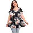 thumbnail image 2 of LARACE Blouse Grande Taille pour Femmes à Manches Courtes Chemise Décontractée Tunique Hauts T-Shirt Chemise Ample, 2 of 5