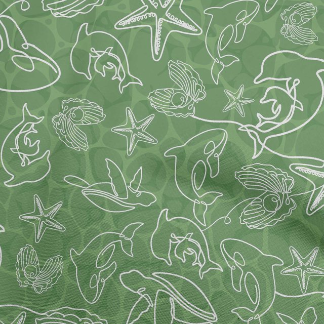 oneOone Cotton Silk Green Fabric Sea Sewing Craft Projects Fabric Prints By Yard 42 Inch Wide