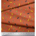 thumbnail image 3 of Soimoi Tissu Voile de Coton Orange Rayé & Imprimés d'Insectes au Mètre 56 Pouces de Large, 3 of 3
