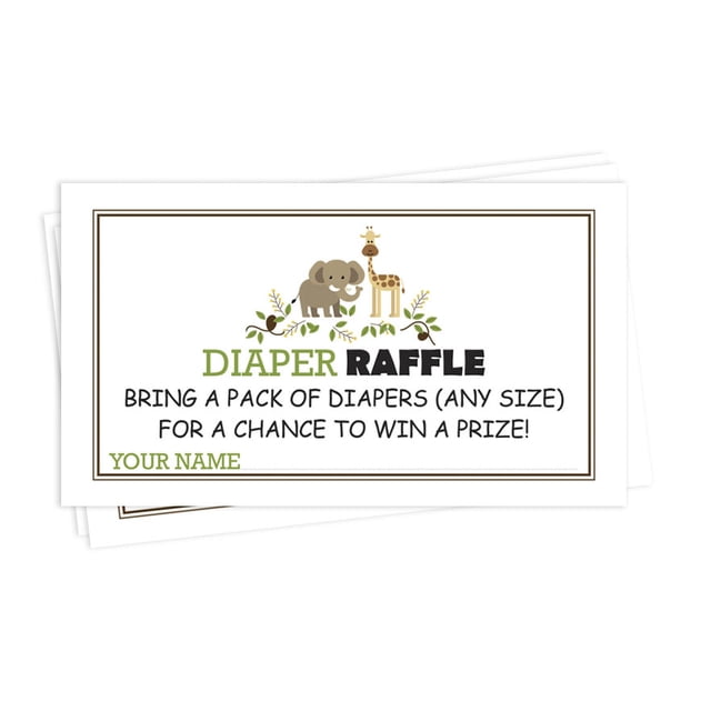 Inkdotpot 30Jungle Animals Baby ShowerDiaper Raffle Ticket Lottery Insert Cards Supplies Games For Baby Shower Party Bring A Pack Of Diapers To Win Favors Gifts And Prizes