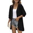 thumbnail image 2 of (2-Pack) Kcodviy Women Casual Cardigan Three Casual Cardigans Quarter Sleeve Open Front Long Hooded Sweaters for Women Lightweight Dots Cardigan Draped Plus Size Sweaters for Women Ruffles Cardigan, 2 of 7