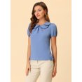 thumbnail image 3 of INSPIRE CHIC Blouse à Manches Bouffantes d'Été pour Femme à Col Peter Pan Bleu TG, 3 of 5
