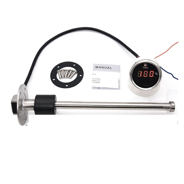 240-33ohm Auto Car Diesel Gasoline Digital Fuel Gauge 2" 52mm Oil Tank Level Indicator With Fuel Level Sensor 150-600mm 12V/24V ,Easy Setup