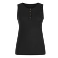 thumbnail image 4 of Pompotops Débardeurs Décontractés pour Femmes Sans Manches Boutons Amincissants Col Rond Uni Pull Blouse Hauts, 4 of 5