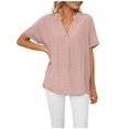 thumbnail image 1 of Birdeem Womens Fashion Short Sleeve Retro Round Neck Easter Solid Color Loose Tops Blouse Sleeve, 1 of 8